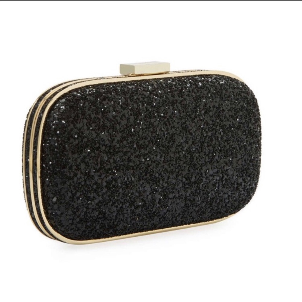 Anya Hindmarch Marano black glitter clutch